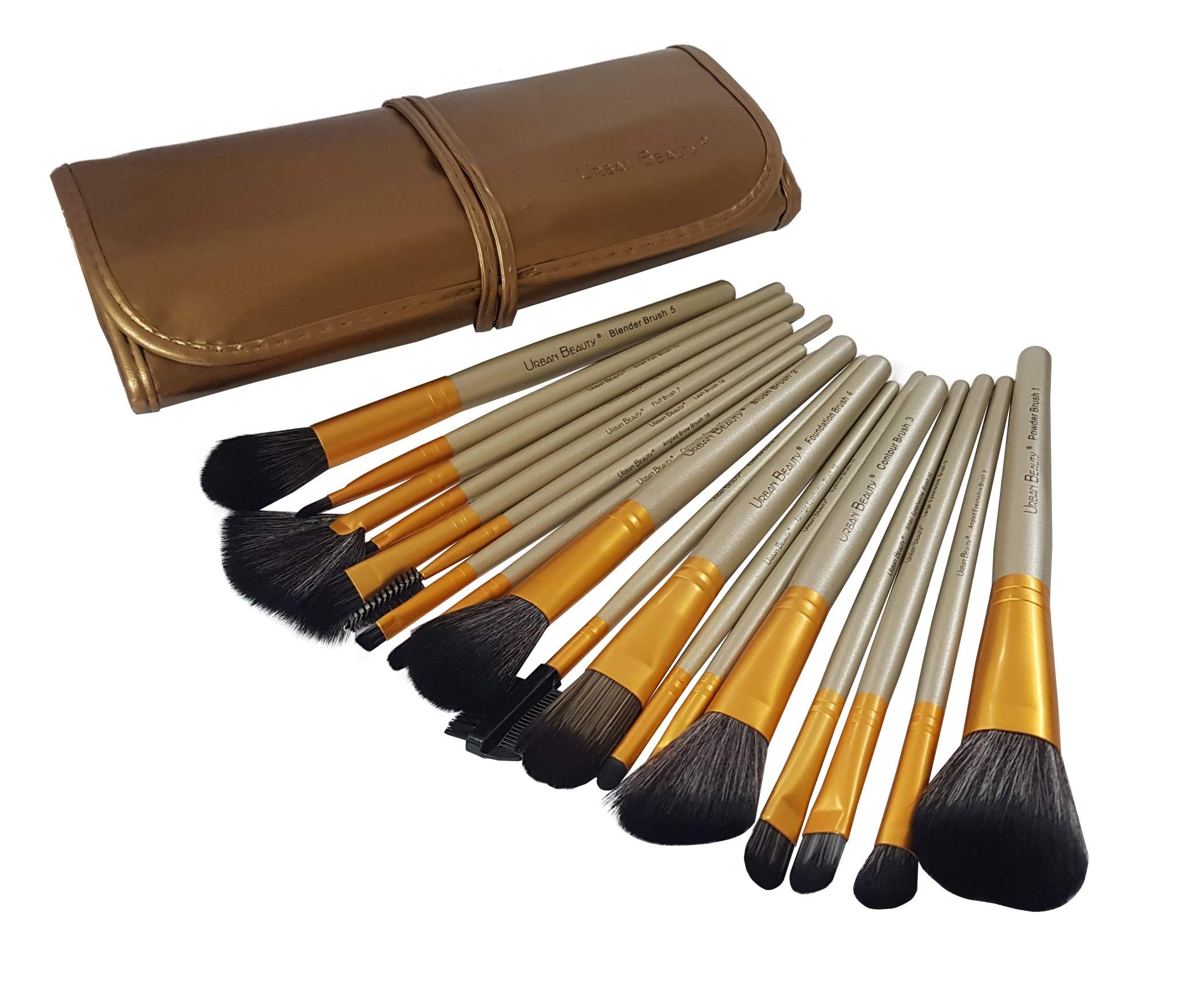 Urban Beauty 18 Piece Makeup brush Set (Beige)