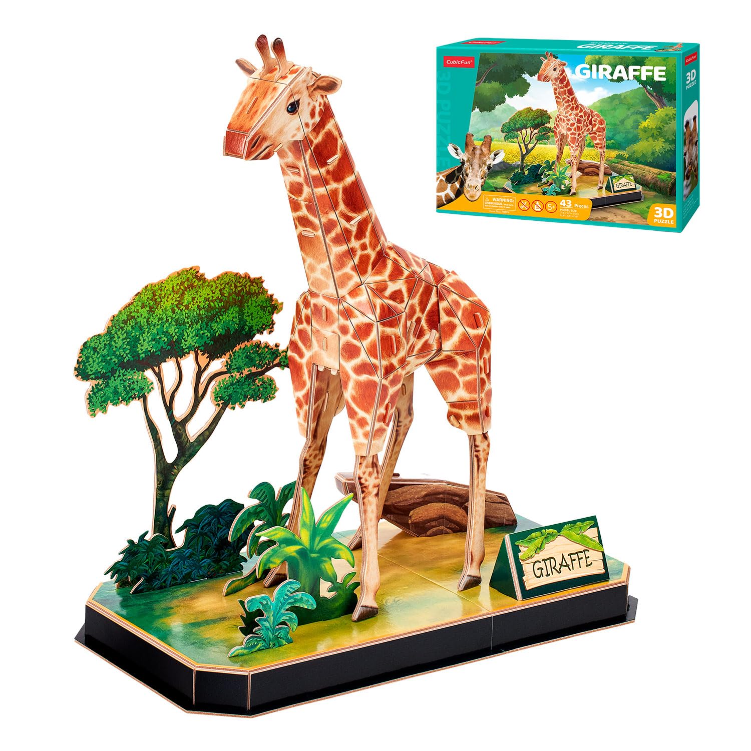 Puzzle 3D Niños Jirafa - Maquetas para Montar Niños Y Adultos | Puzzle 5 Años O Más | Puzzles 3D | 43 Piezas | Puzzle 3D Adultos | Regalos para Niños