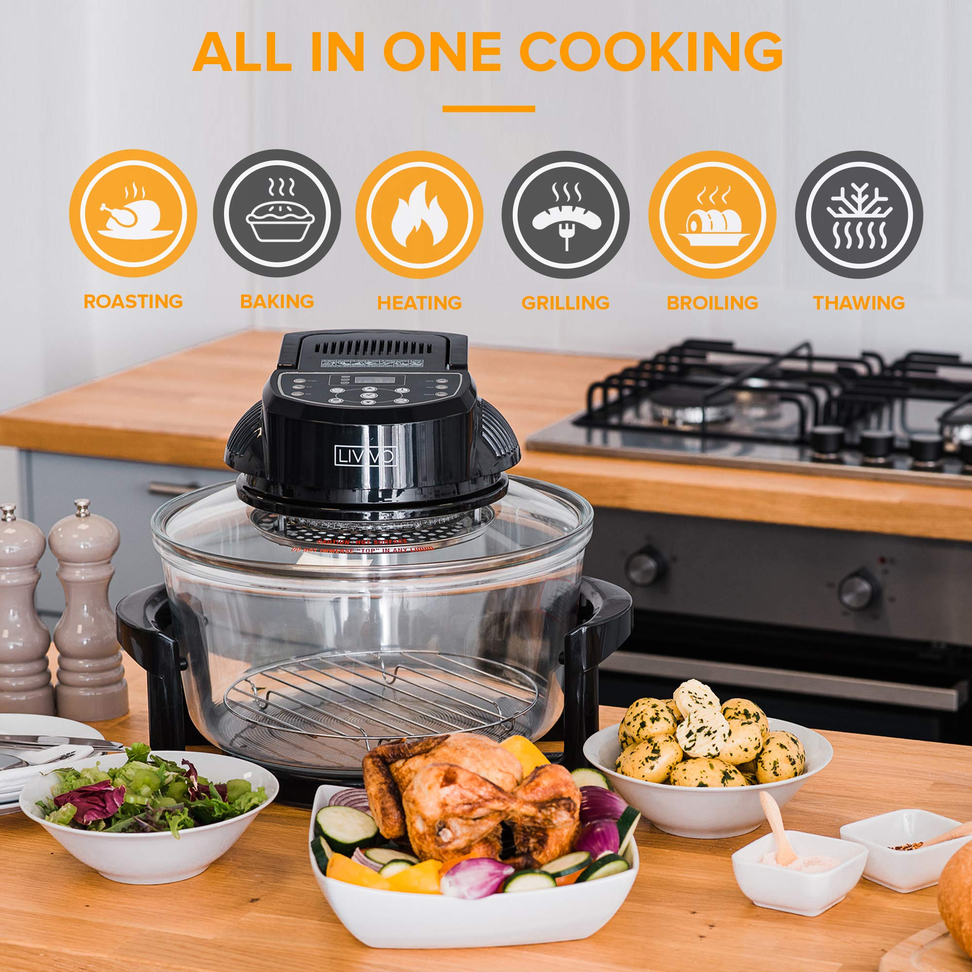 Livivo Digital 17l Halogen Oven Cooker Self Cleaning 1400w Element