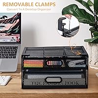 Vista 6 de Organizador de Cajones Deslizantes Debajo del Escritorio Sin Perforación 2 Cajones Deslizables para Escritorio o Debajo de la Mesa Almacenamiento