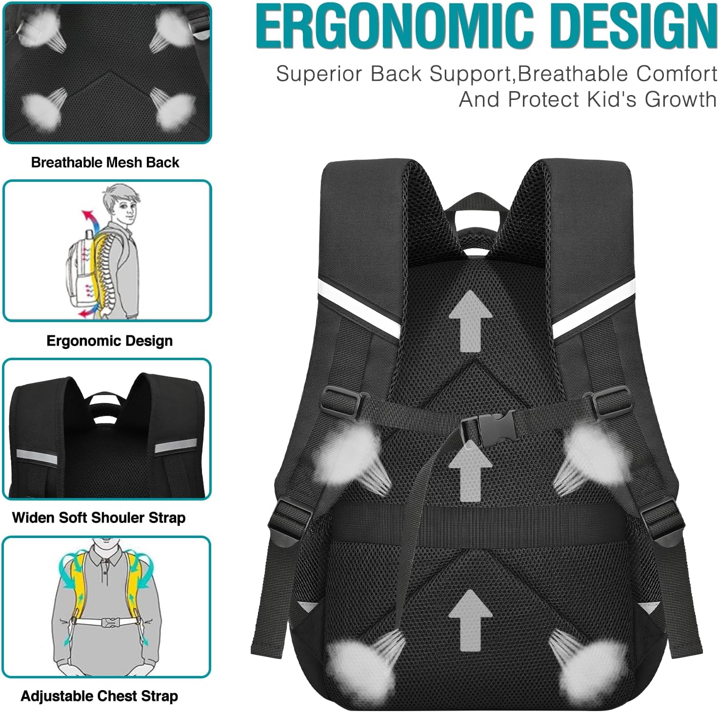 School Backpack For Boys,Gamer Kids Backpack For Elementary Middle School Student Age 6-14,17″ Video Game Bookbag For Laptop - Image 4