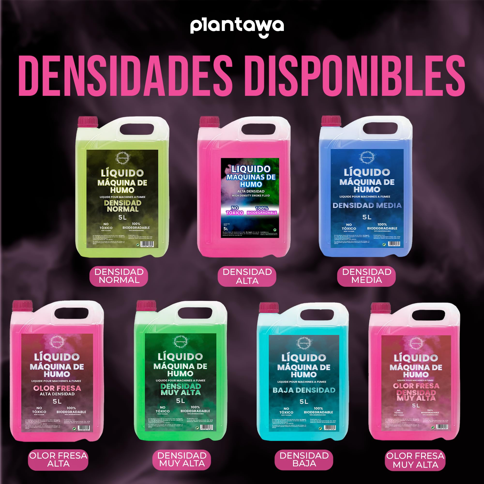 PLANTAWA Líquido Máquina de Humo Alta Densidad 5 L Aroma Fresa | Fluido para Máquina de Humo Profesional | Niebla Densa y Duradera | Ideal para Fiestas, Halloween y Eventos