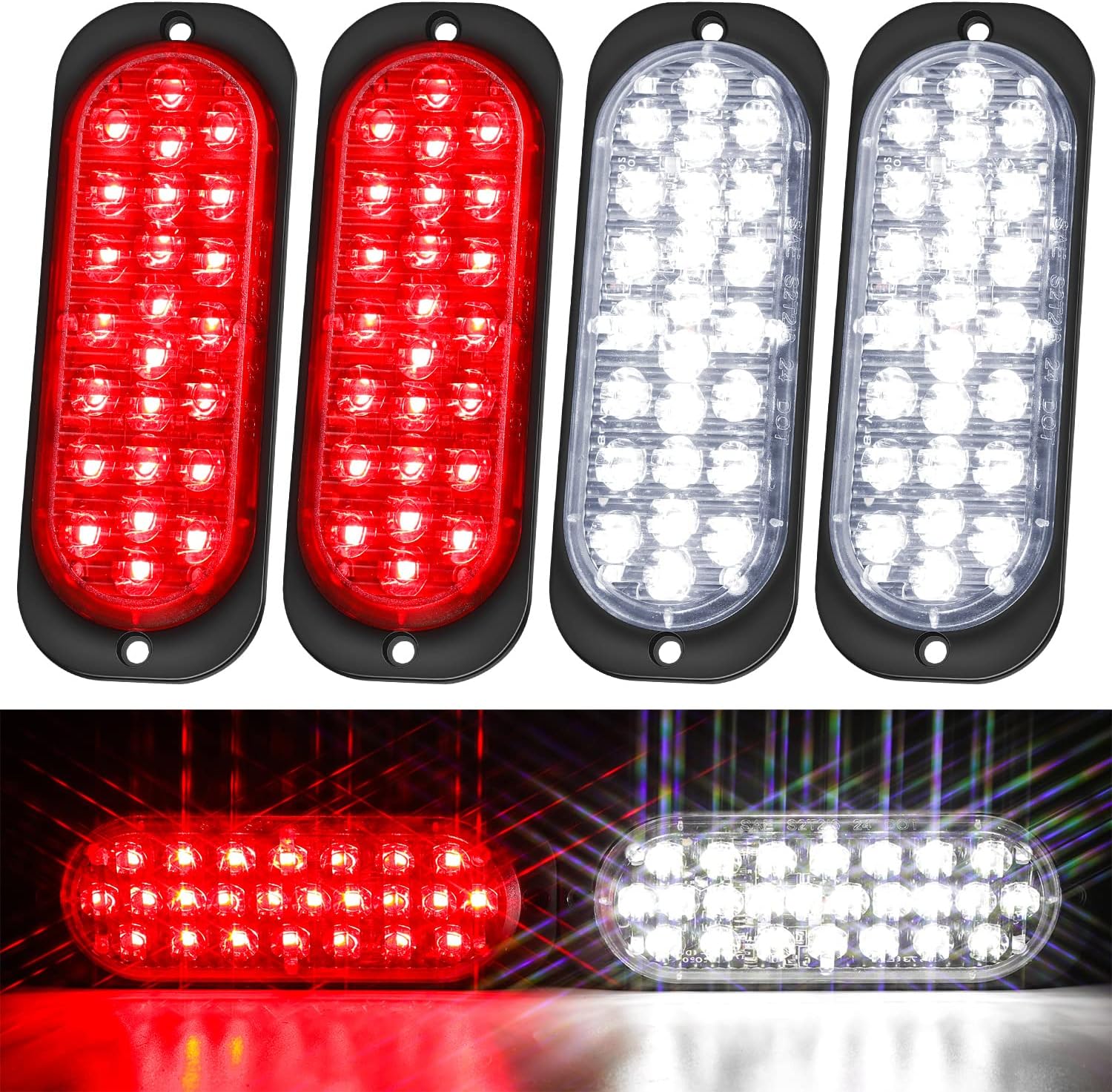 LINKITOM Oval Aluminum Housing Ultra Slim Trailer Lights