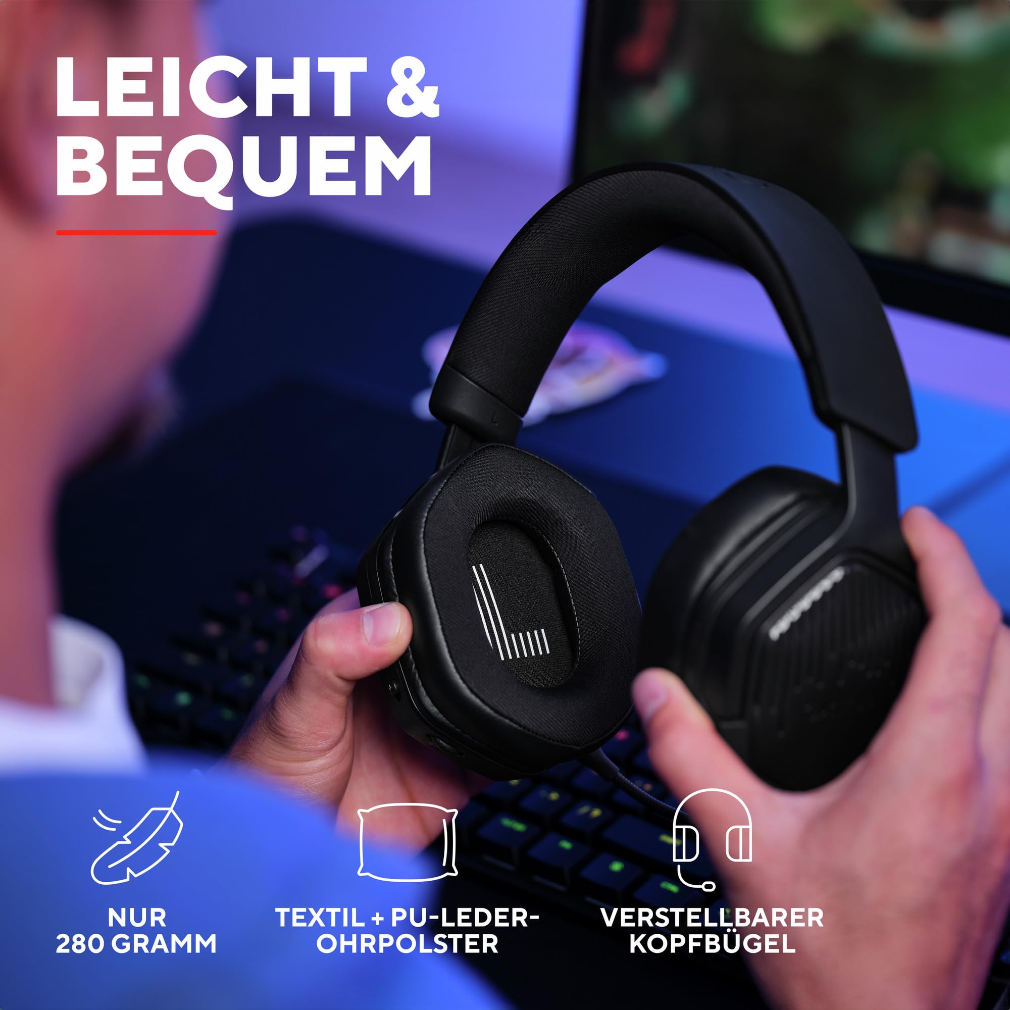 Trust GXT 1493 Ravox Gaming Headset Wireless Bluetooth + 2.4 GHz für PS5 PS4 Switch PC Xbox Mobile, 50mm Treiber, 70H Akkulaufzeit, Over-Ear Kopfhörer Kabellos Bluetooth mit Mikrofon, Schwarz