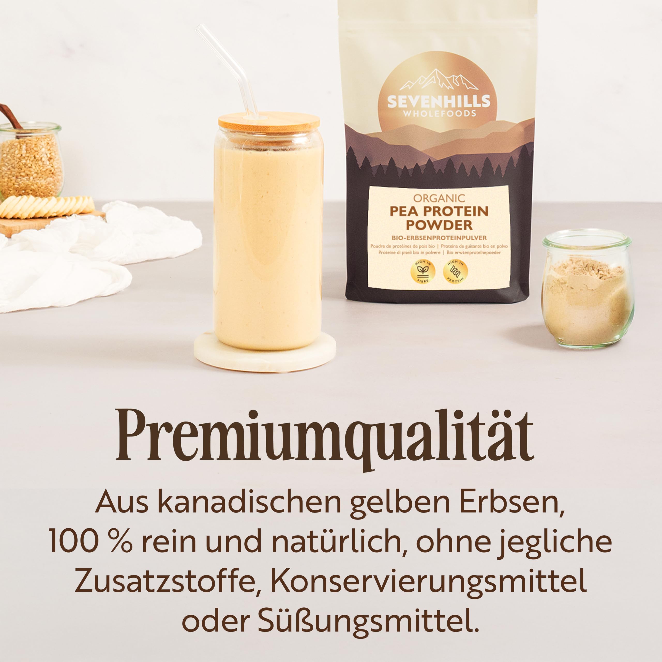 Sevenhills Wholefoods Bio Erbsen Protein Pulver 1.8 kg - 84% Proteingehalt - essentiellen Aminosäuren - Veganes Eiweisspulver - Unterstützt den Muskelaufbau - frei von Süßungsmitteln & Zusätzen