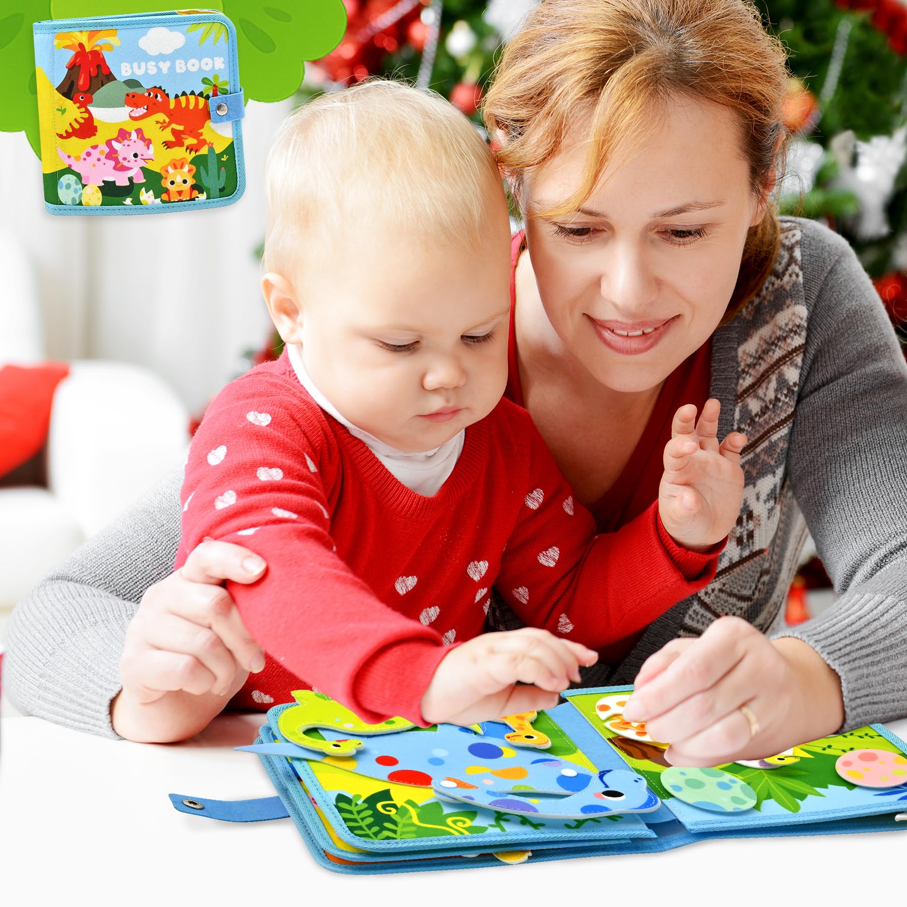 Busy Board od 1, 2, 3 lata, motyw dinozaurów, zabawka, zabawka Montessori, do podróży, samochodu, samolotu, zajęć edukacyjnych dla małych dzieci, busy Book prezent urodzinowy