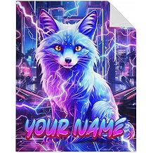 Personalised Fox Blanket for Boys & Girls - Custom Name Soft Fleece Throw for Sons & Men - 4 Cozy Decor for Kids' Rooms