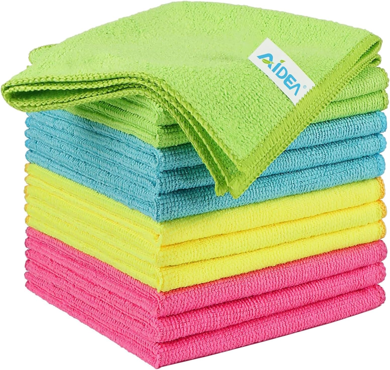 AIDEA Microfibre Cloth 12 Pack,Reusable Kitchen Microfibre Cleaning Towels Dish Cloths,Lint Free Washable Duster Rags Cloth for Home,Windows,Car,Motorbike,30 x 30 cm