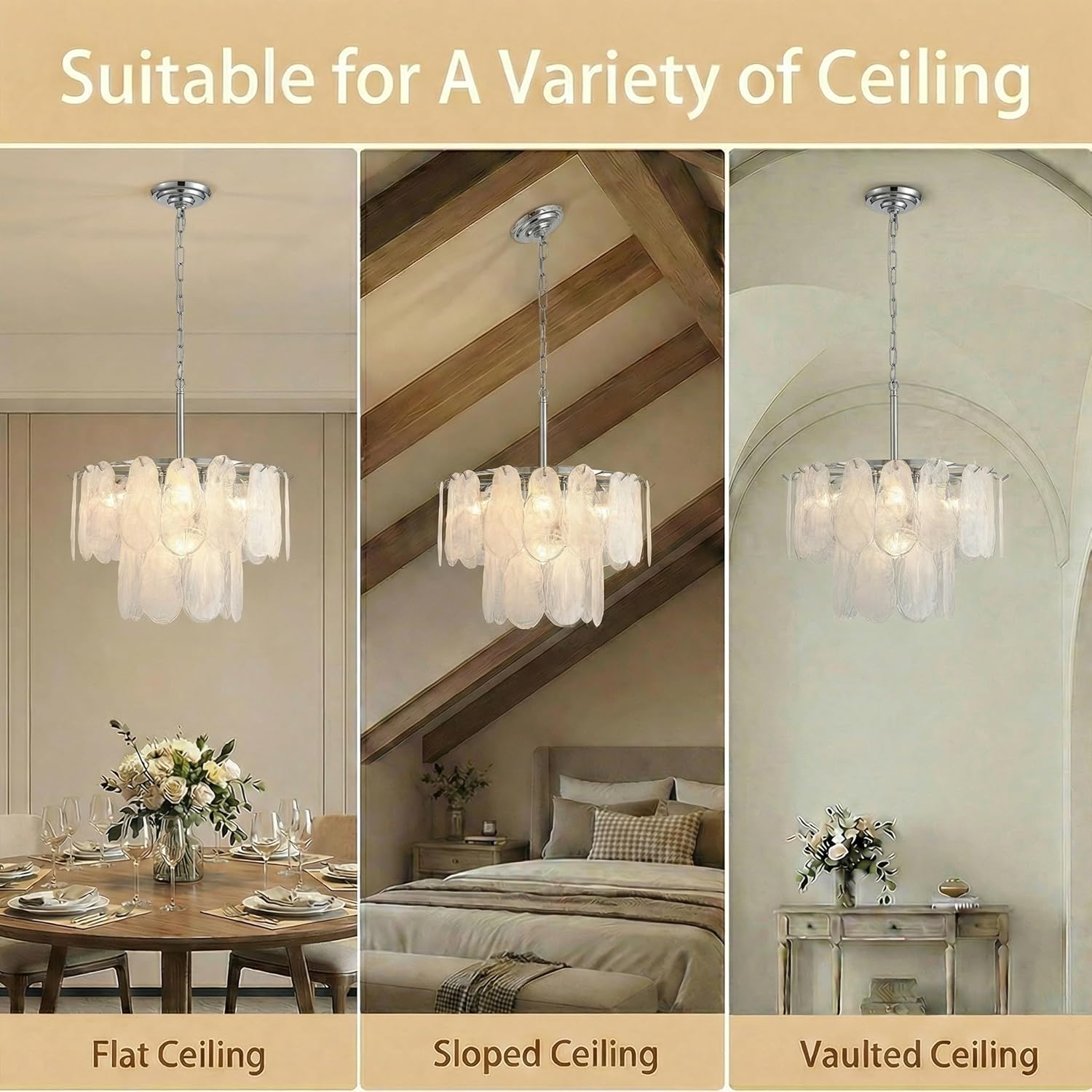 Modern Chandeliers 5 Lights 2-Layer Luxury Cloud Clear Glass Light Fixture Chrome Round Ceiling Hanging Light Fixture for Dining Room Kitchen Island Living Room Entryway Bar