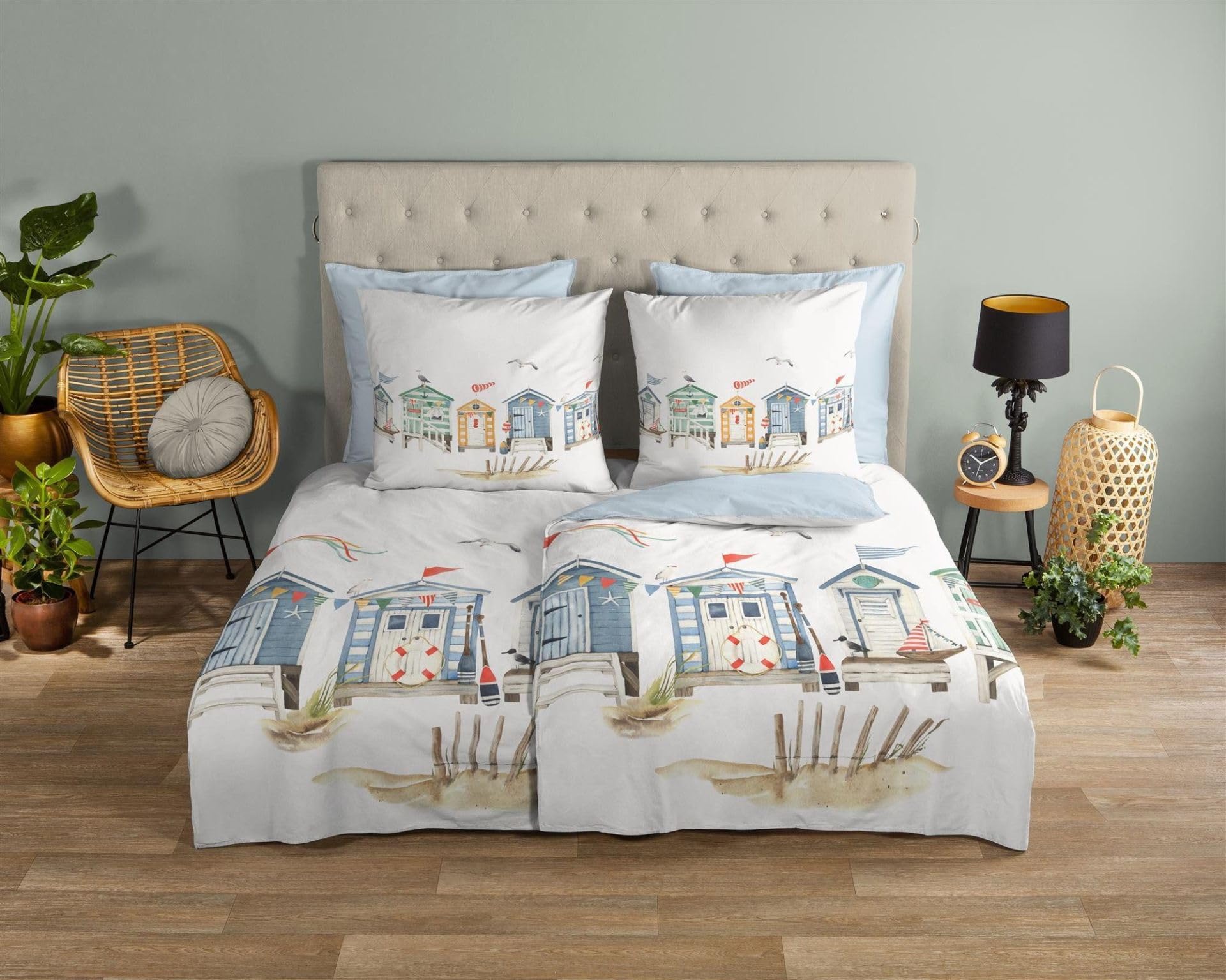 Good Morning Cotton Bed Linen 135 x 200 cm Vacation Beach House Dunes Reversible 30860