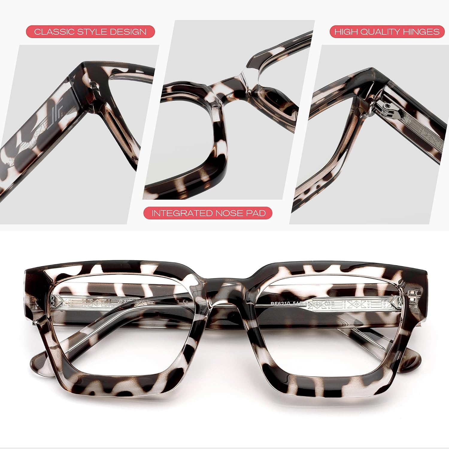 Blue Light Blocking Glasses for Women Men, Trendy Thick Glasses Anti Eyestrain & UV Glare RF6210