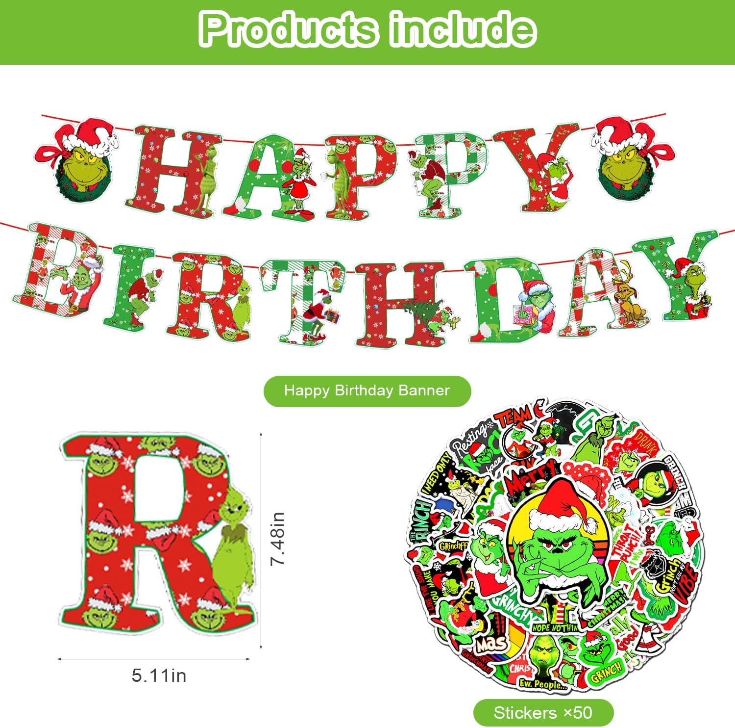 Buy Christmas Grinch Party Decorations, Birthday Party Supplies from