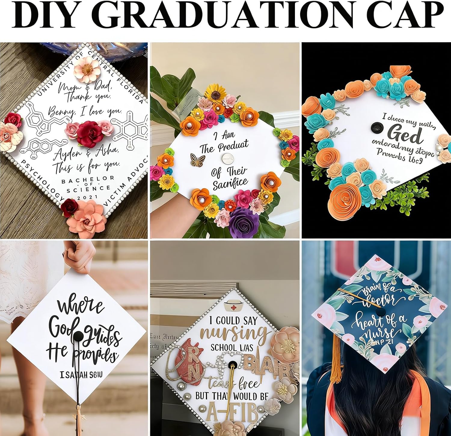20 Pieces Graduation Cap Decorations Graduation Cap Topper Blank Grad Caps Decorations (White)