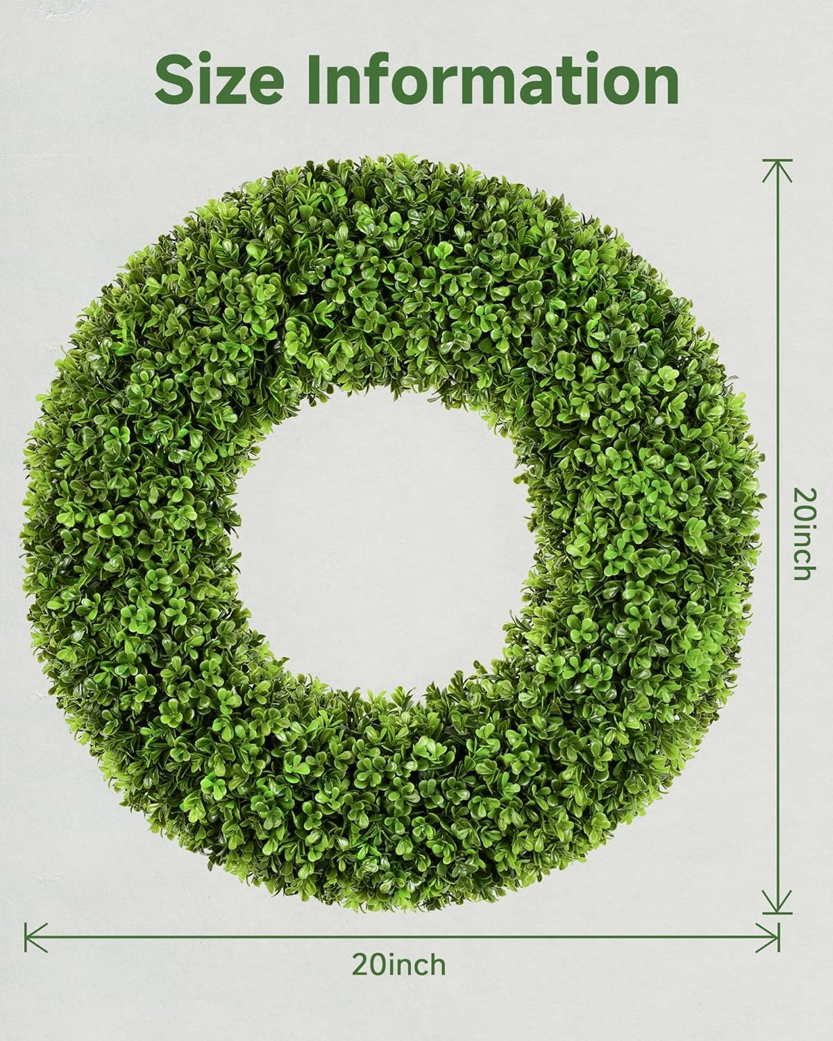 ddhs 20''boxwood wreaths for front door?artificial spring wreaths for farmhouse wedding green year round indoor outdoor for fall summer christmas wreath home decorations-green 20inch