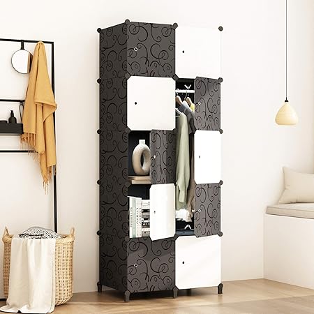 Amazon Joiscope 洋服収納ラック ブラック Diy クローゼット 組み立て式 ワードローブ 収納ボックス 大容量 おしゃれ 収納棚 防塵 防汚 防水 White Black 10扉 ワードローブ オンライン通販