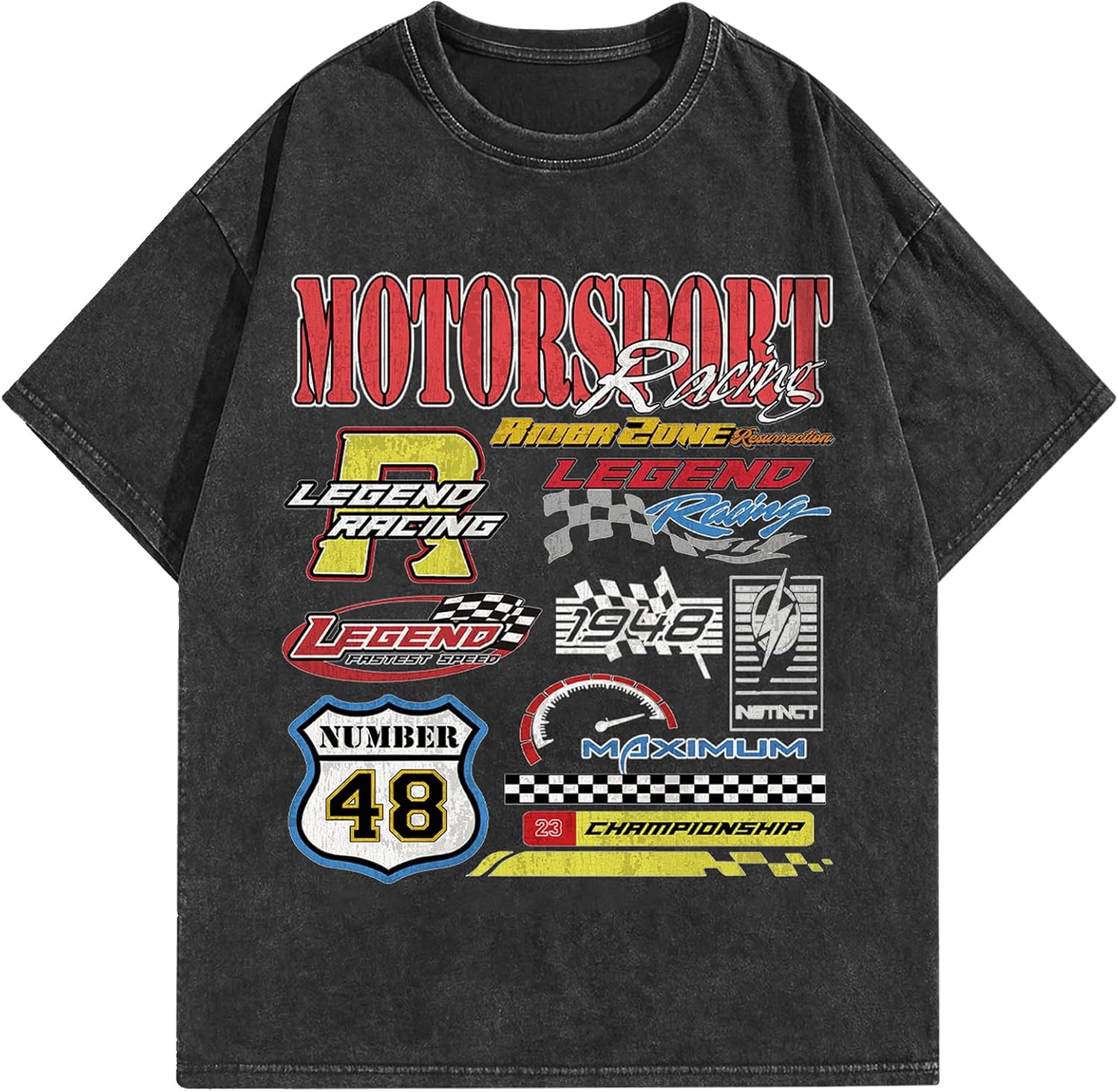 Graphic Tees Acid Washed Y2K Vintage Oversized Streetwear Cotton Short Sleeve T-Shirt Tops for Men Women