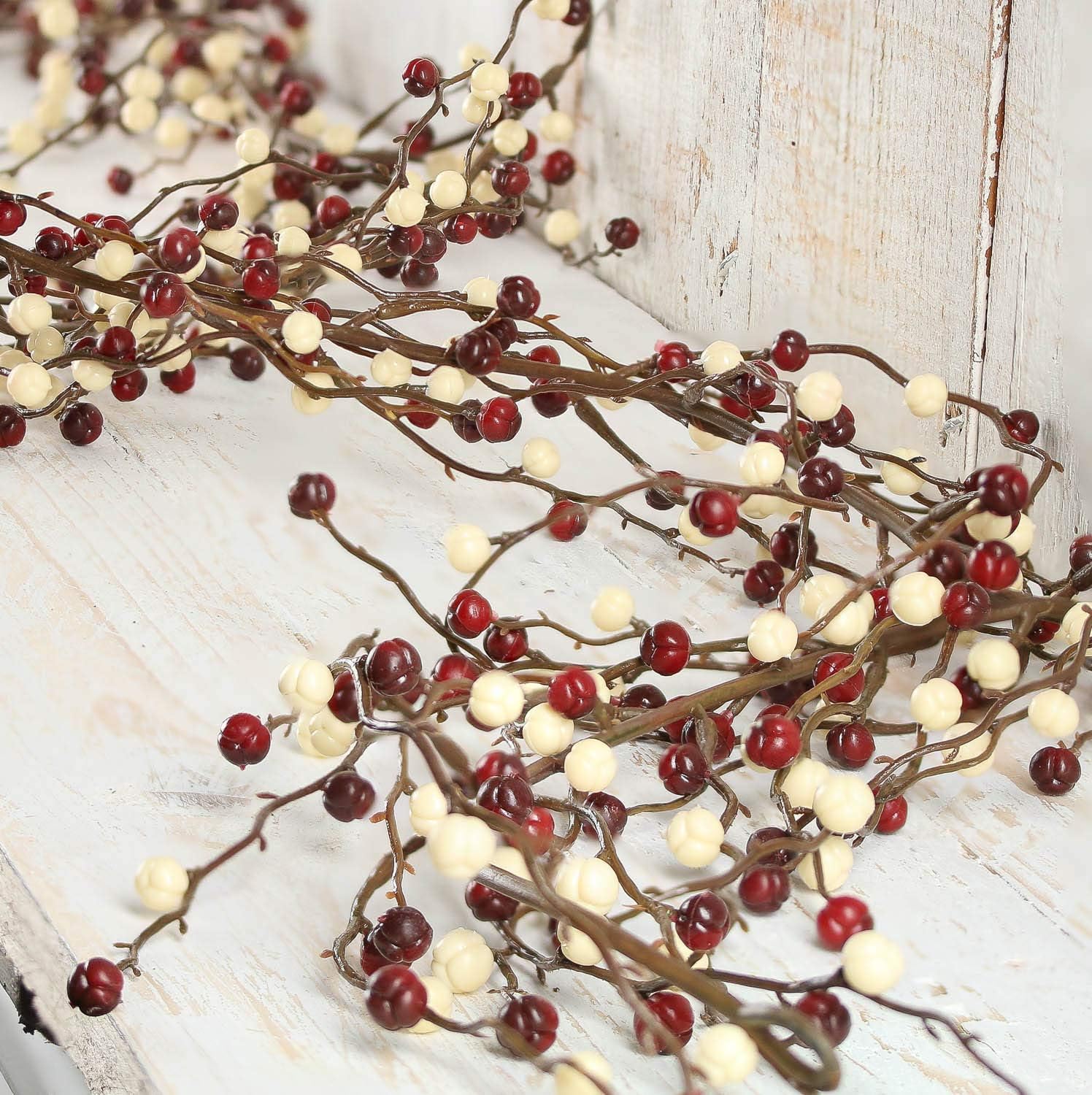 Factory Direct Craft 6 feet of Flexible Artificial Burgundy and Cream Berry Garland for Christmas Holiday Decorations - Weatherproof Vinyl Garland - Use Indoors or Outdoors