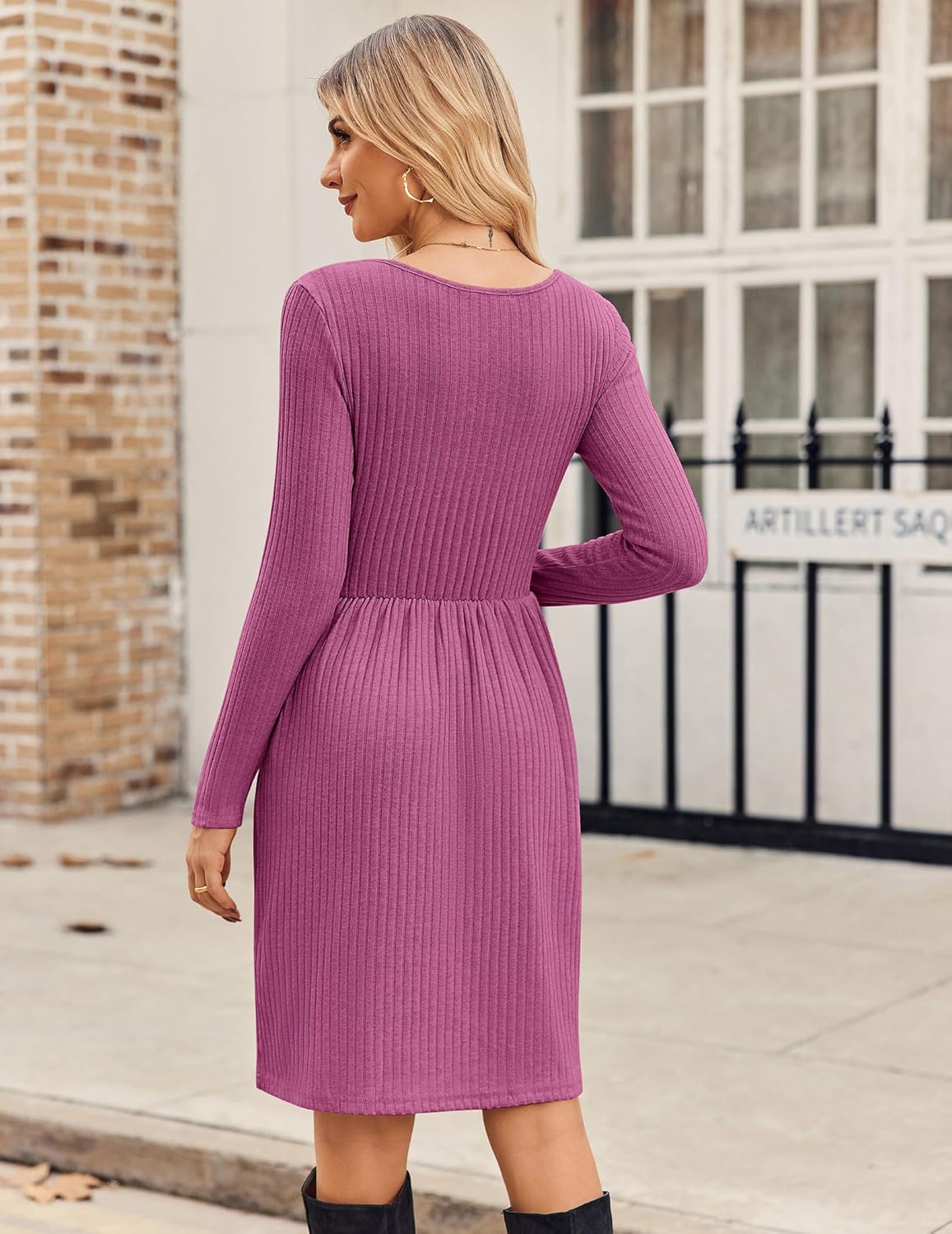 ZEAGOO Women Dresses Spring Fall 2026 Sweater Dress Long Sleeve Casual Knit Dresses with Pockets - Image 6