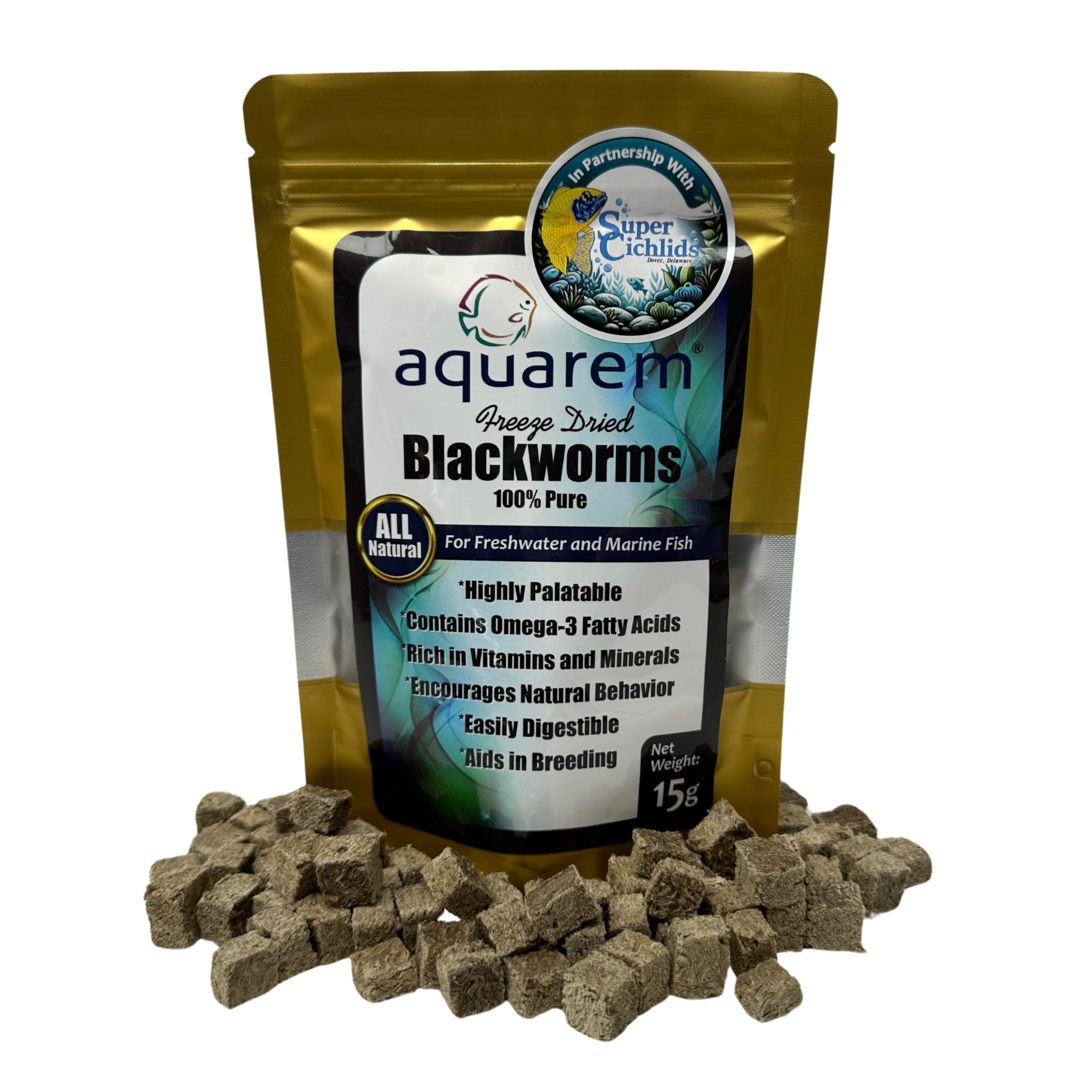 California Blackworms - Natural Fish Food - High Protein Cubes