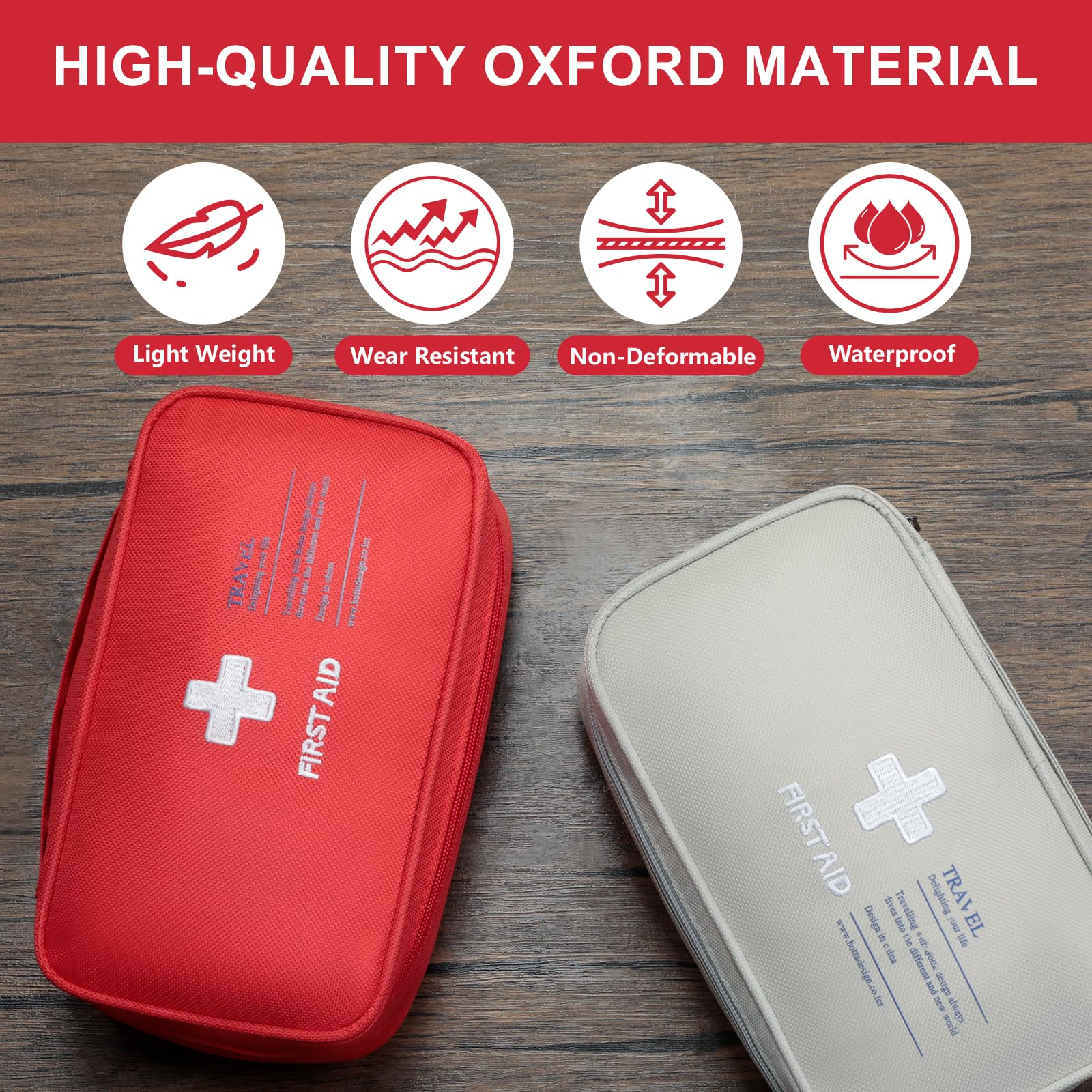 VINATO Kit di Primo Soccorso, Vuota Borsa di Pronto Soccorso, Porta Medicine da Viaggio, Borsa Medica Portatile, Pacchetto di Medicina per Emergenze a Casa Viaggio Ufficio Auto all'Aperto (Rosso)