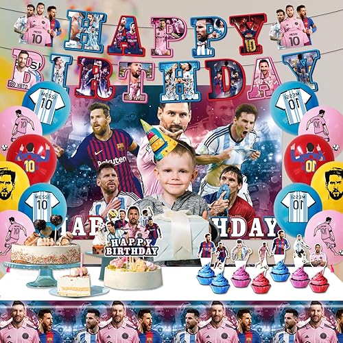 Miniatura 6 de Kit de decoración de cumpleaños de estrella de fútbol, 36 piezas de decoración de fiesta de estrella de fútbol, incluye pancarta de estrella de