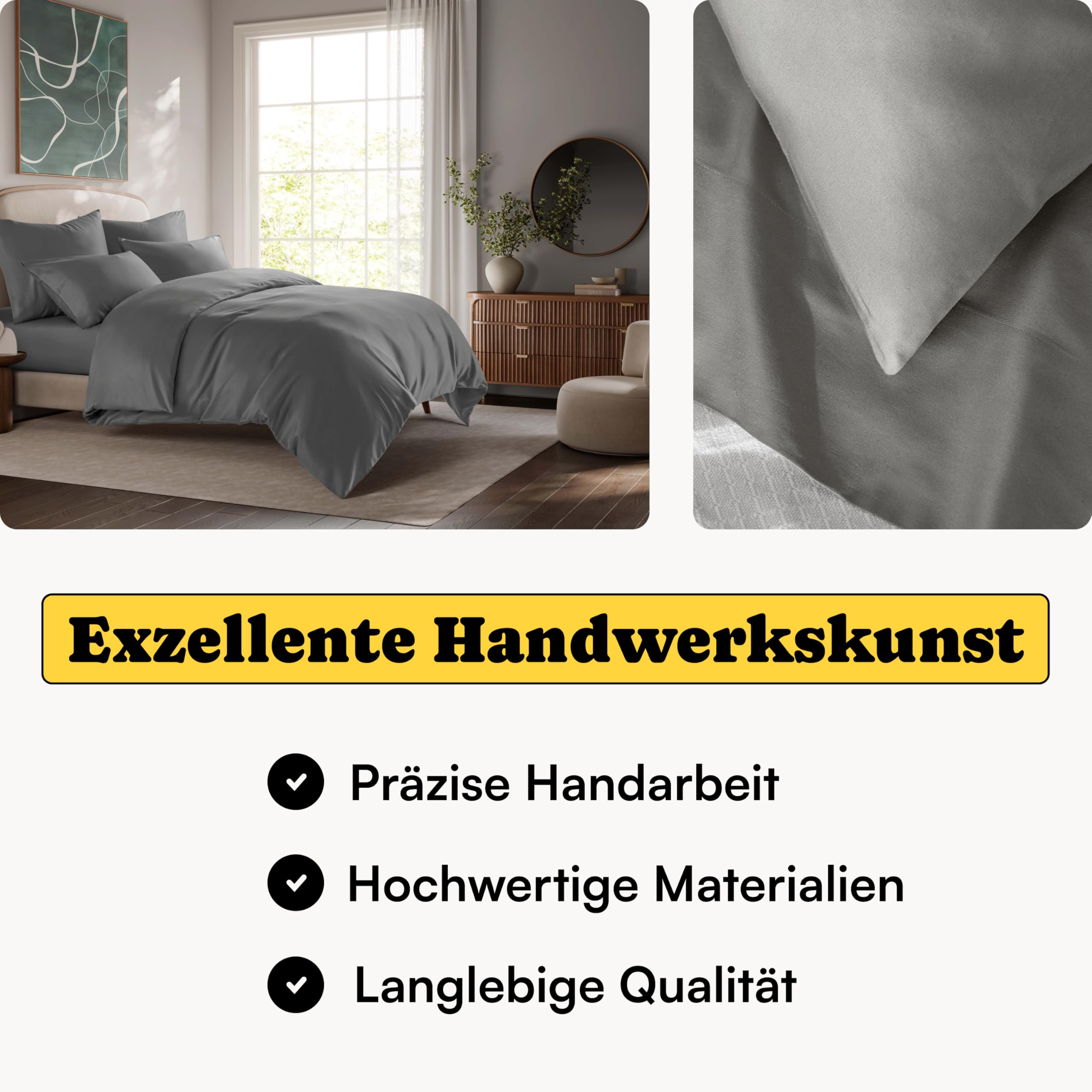 Mako Satin Spannbettlaken 180x200cm Baumwolle Grau Dunkelgrau| 100% Bio Baumwolle Leinentuch 180x200| weiches Spannbetttuch 180x200| Spannbettlaken 180x200cm Boxspringbett (bis 30cm Steghöhe)