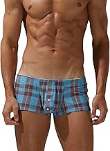 SEOBEAN Herren Boxershorts Low Rise Trunks 100% Baumwolle – Mini Fit, Kariertes Design, atmungsaktiv mit Eingriff