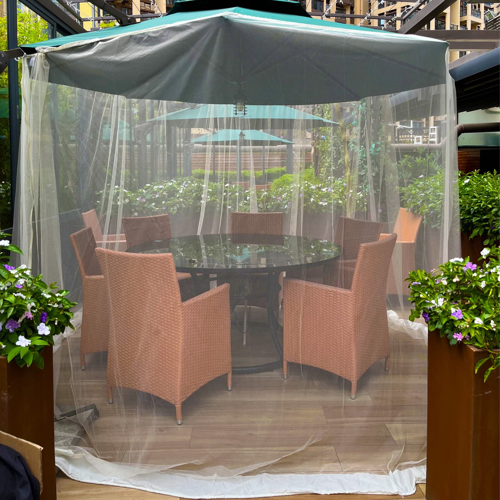  7.5-11ft Beige Patio Umbrella Mosquito Netting, with Double  Zipper Door, Polyester Mesh Net Screen Universal for Almost Outdoor Market  Table Umbrellas & Cantilever Offset Hanging Umbrella w/Tilt : Patio, Lawn