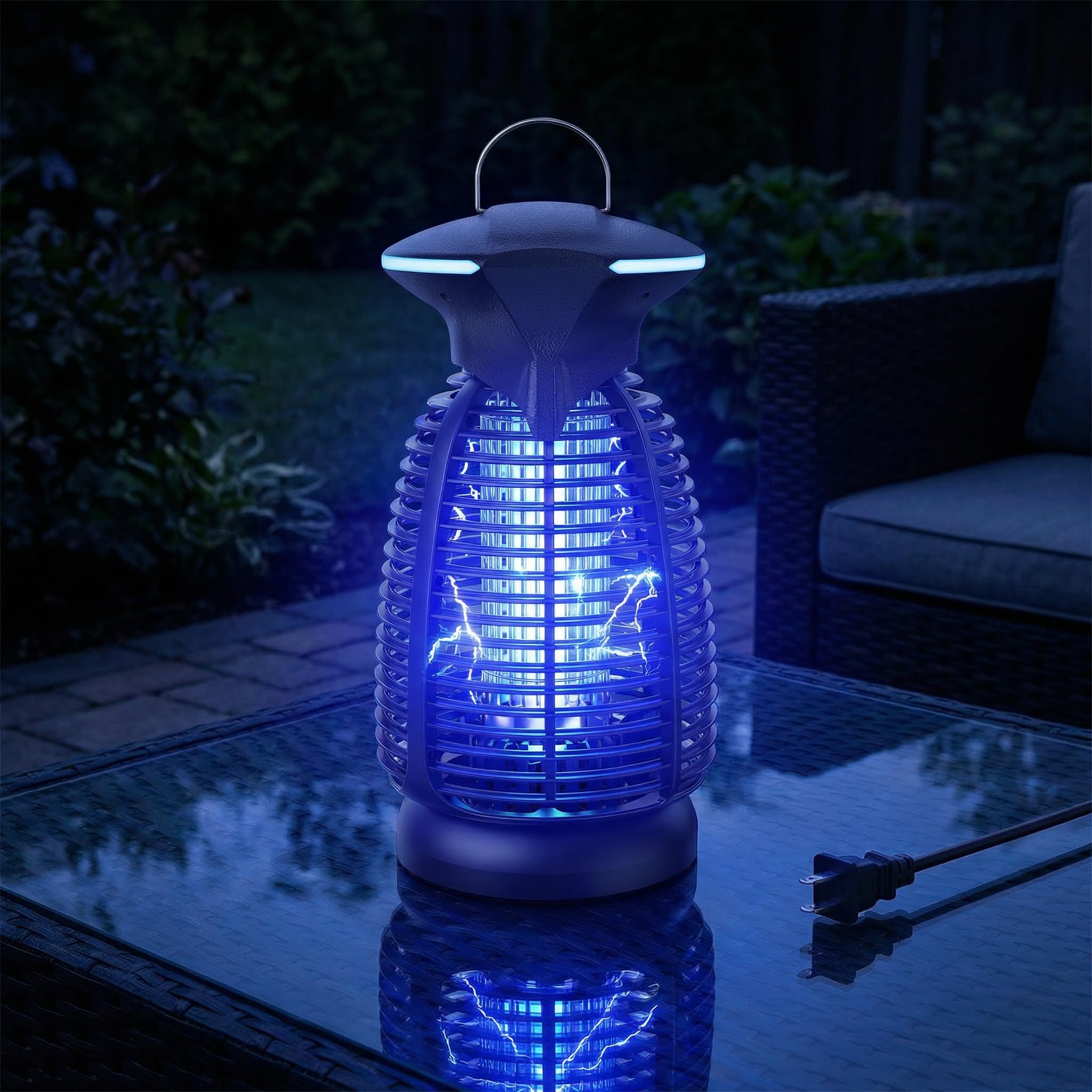 Matainsectos eléctrico al aire libre – 4200 V de alta tensión, luz LED impermeable para mosquitos, moscas, patio, porche, garaje, patio trasero, casa