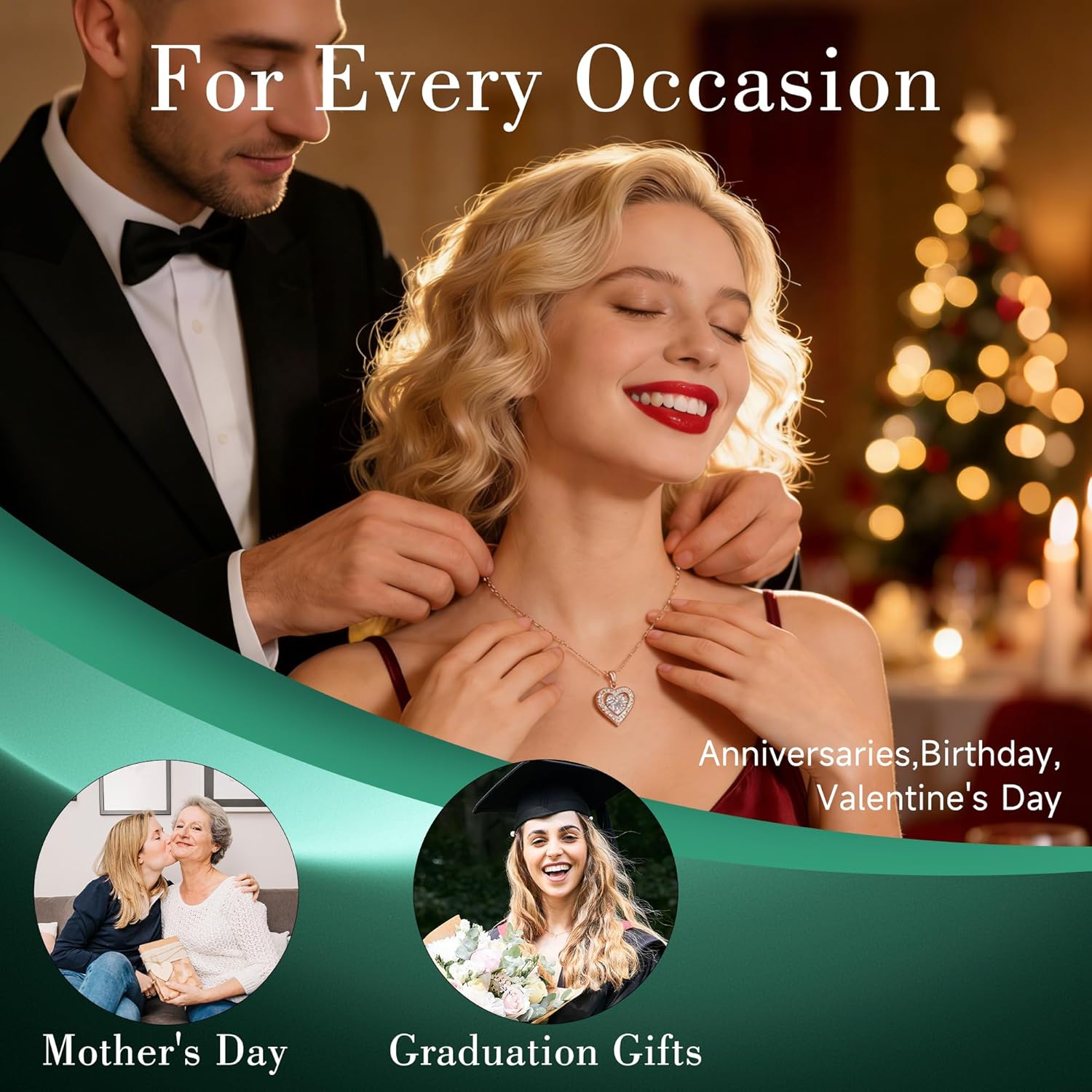 Heart Pendant Necklace for Women: Luxury Gift for Wife Girlfriend Mom/Her - 3ct D Color Moissanite - Gold Jewelry with Gift Box- Hypoallergenic & Adjustable Chain - Daily & Special Occasion Wear - Image 6