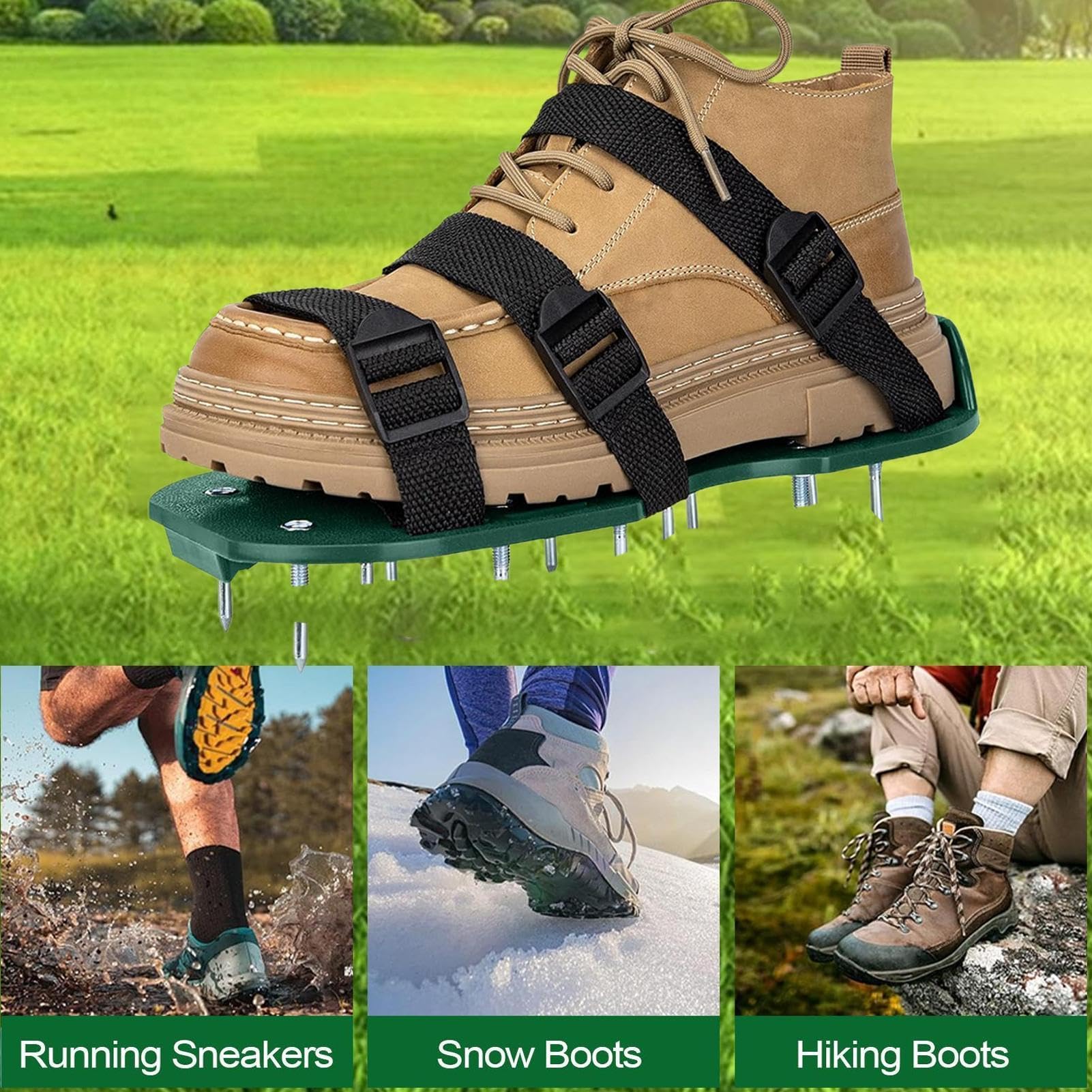 Scarpe professionali per unghie, 30 x 13,3 cm, 26 punte in acciaio inox con rivestimento anti-ruggine, per lavori di massetto e ventilazione sul prato, misura regolabile, 36 – 47