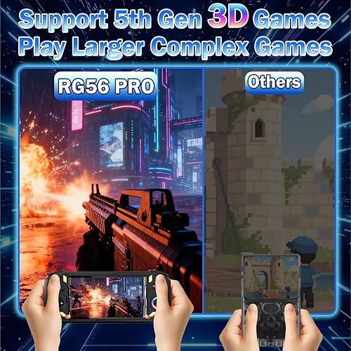 Miniatura 5 de RG56PRO - Consola de videojuegos retro – 31000+ juegos clásicos 3D, batería de 5000 mAh, sistema Linux abierto, tarjeta TF de 128 G, consola Negro