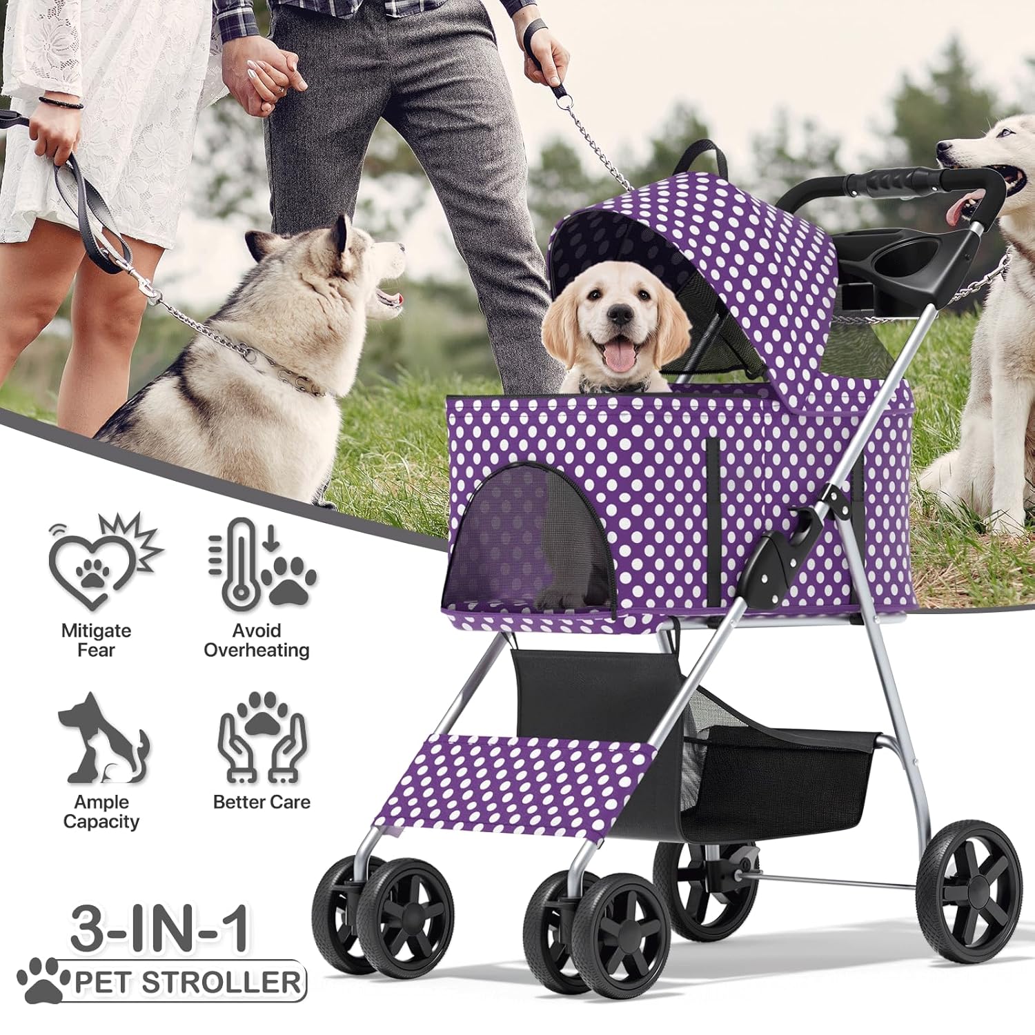 Explore the MoNiBloom 3-in-1 Pet Stroller: Comfort and Convenience for Your Furry Friend!