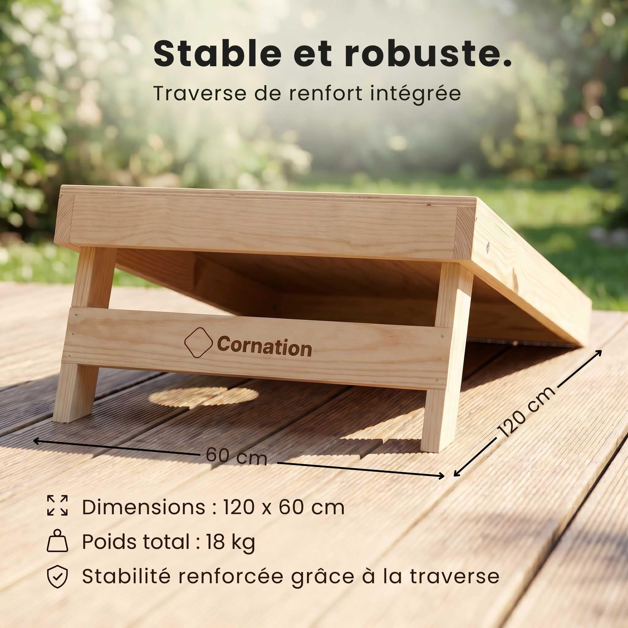 Cornhole - Set Complet Officiel en Bois avec 2 Planches, 8 Sacs & Housse - Jeu de Lancer extérieur pour Adultes & Enfants - Idéal Jardin & Plage