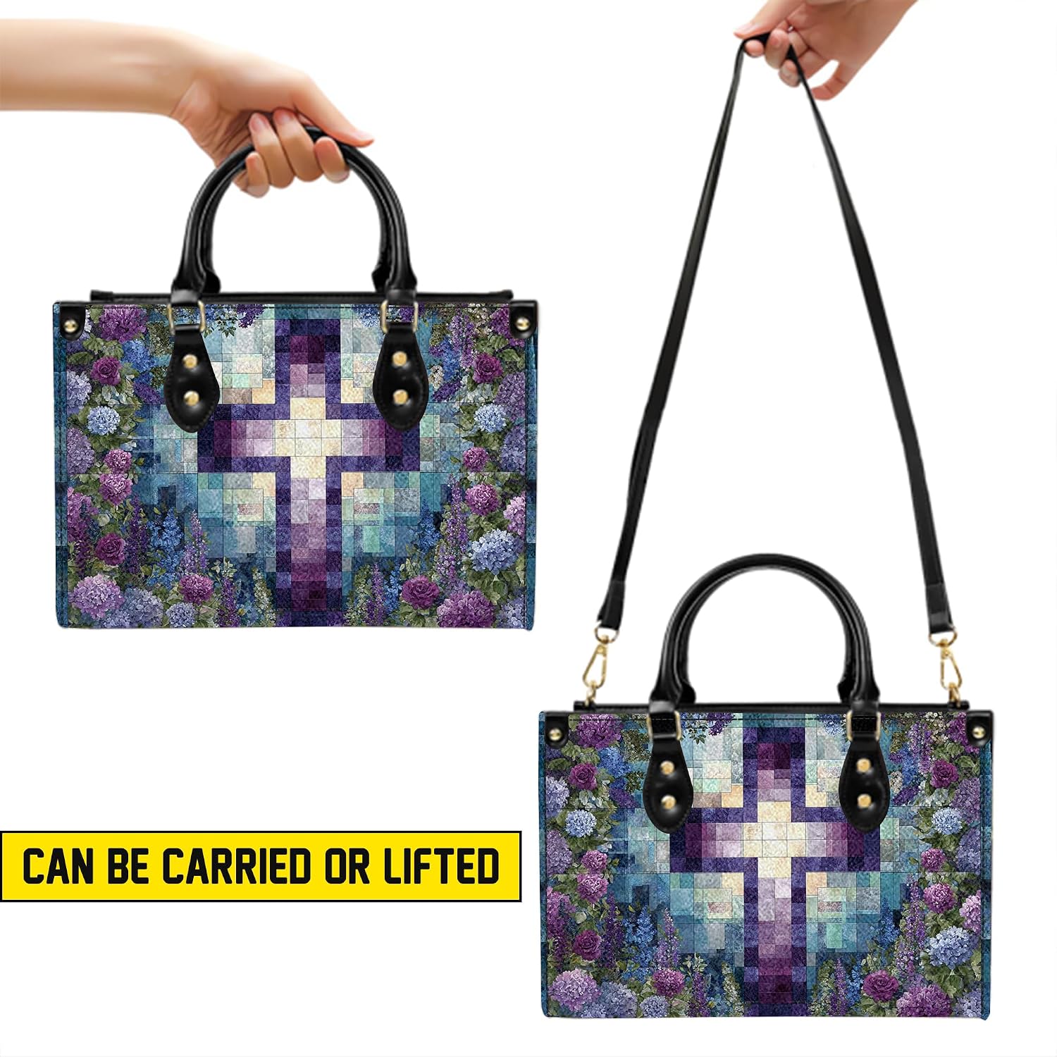 Personalized Christian Leather Handbag with Purse, Bible Purse, Religious Cross Church Bags Christian Gift For Women Her Wife