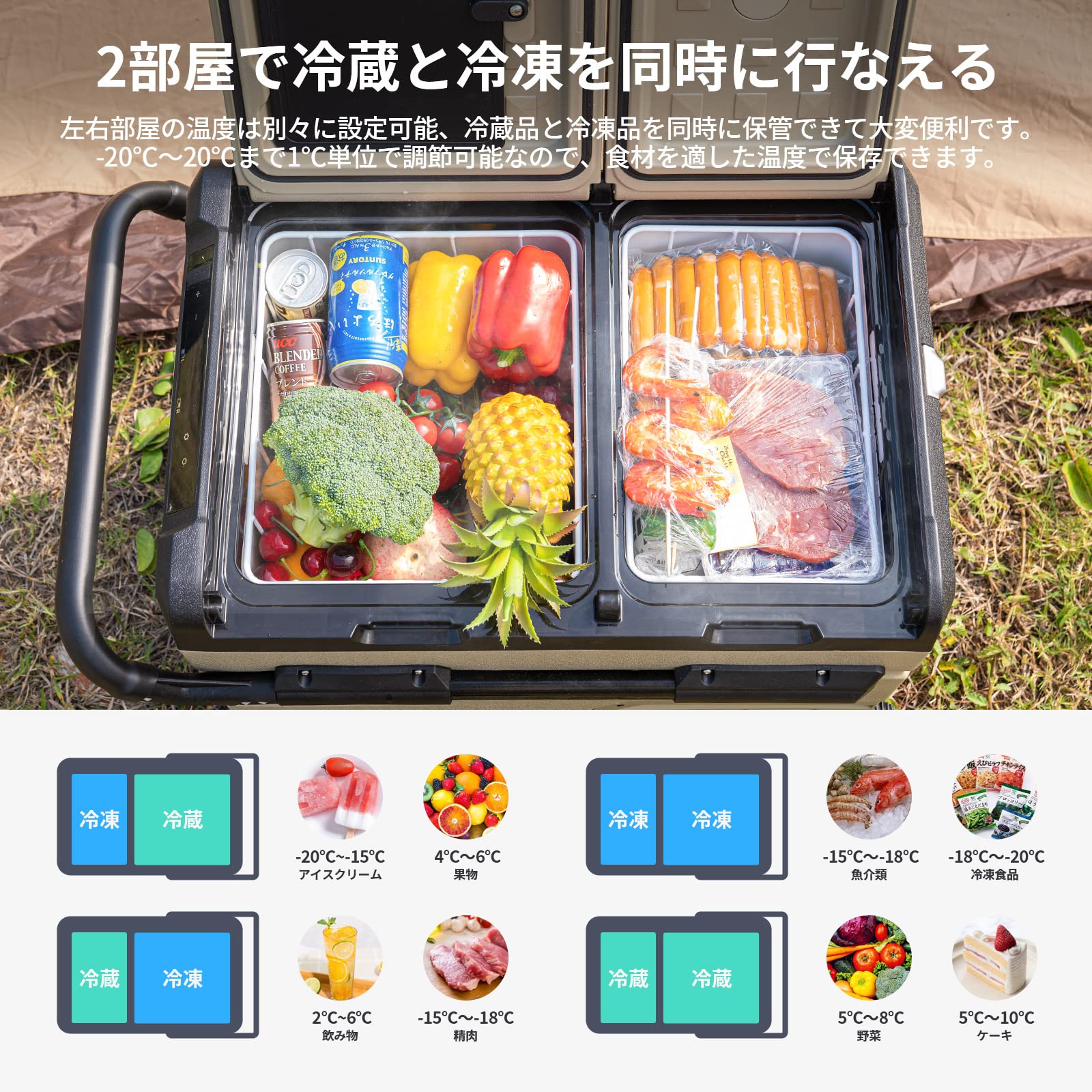 EENOUR 車載冷蔵庫 TAW45 45L キャスター付き Amazon.co.jp: EENOUR 車載冷蔵庫 TAW45 45L -20℃～20