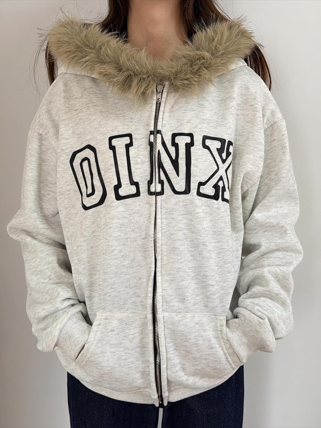 Y2k Zip Up Hoodie Fur Jackets Emo Grunge Crop Winter Coats Teen Streetwear 2000s Vintage - Image 2