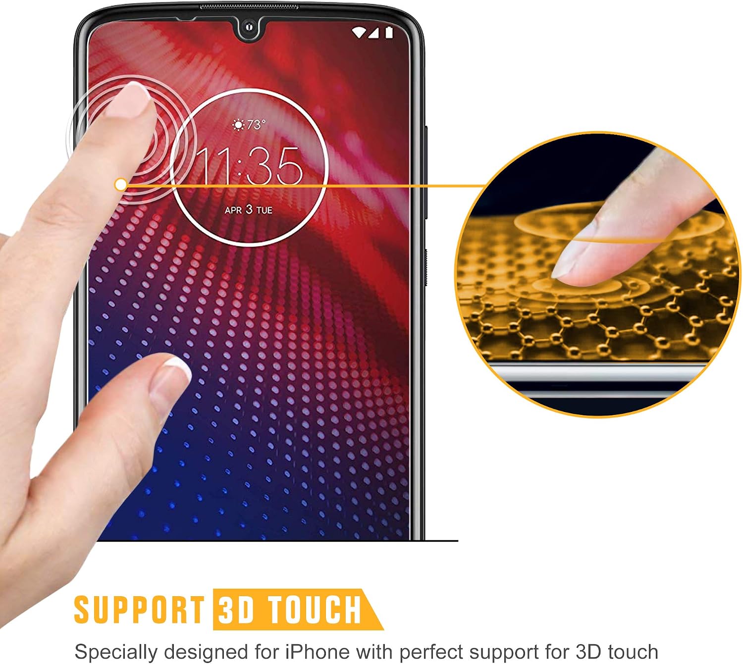 [4 Pack] SPARIN Screen Protector for Moto Z4, Tempered Glass Screen Protector for Motorola Moto Z4, Scratch Resistant/Quick Response