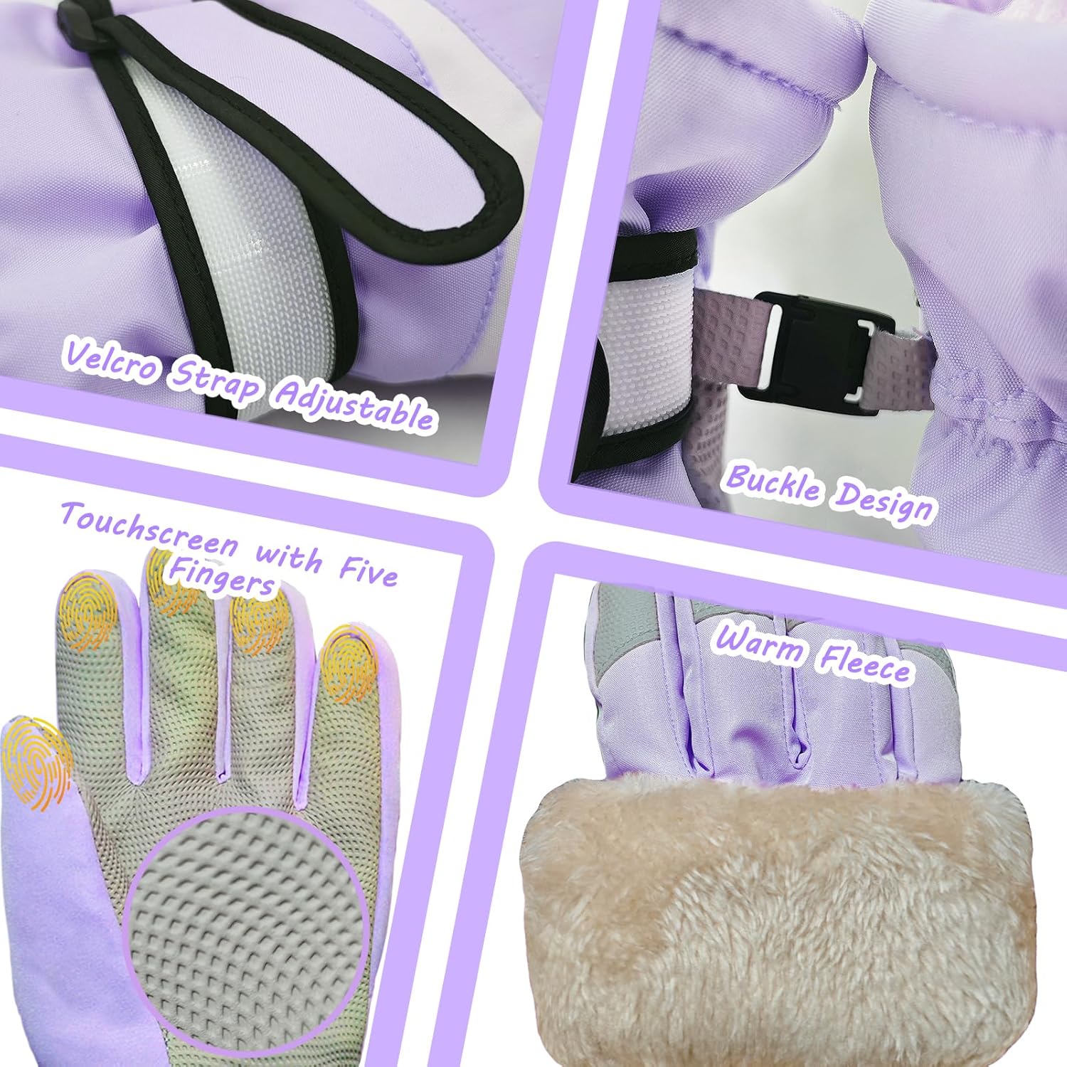 Kids Winter Snow Ski Gloves for Boys Girls Children Snowboard Waterproof Thermal Fleece Gloves for Cold Weather - Image 3