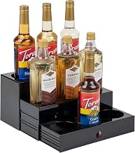 MInd Reader Foundation Collection, 9-Compartment Nested Syrup Bottle Holder, 9 Bottle Capacity, Countertop Organizer, Breakroom, Bar, Black