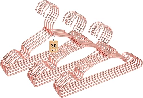 Perchas para ropa de bebé de alambre de metal de oro rosa, 12.6 pulgadas, pantalones antideslizantes para niños pequeños, recién nacidos, perchas