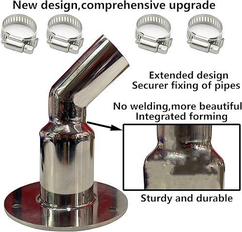 Miniatura 5 de LEQMG Piel de escape de acero inoxidable doblado a través del casco, accesorios aplicables para tubo de 0.94 pulgadas, 4 abrazaderas de manguera