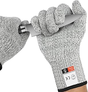 AUYAO Schnittschutzhandschuhe Universal Schnittschutzhandschuhe Level 5 Schutz Schnittfeste Handschuhe Täglichen Gebrauch Lebensmittelecht Küchenhandschuhe Arbeitshandschuhe Schnitzhandschuhe (Grau)