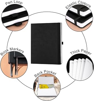 Artfan Notebook A4 - A4 Lined Notebook, Black