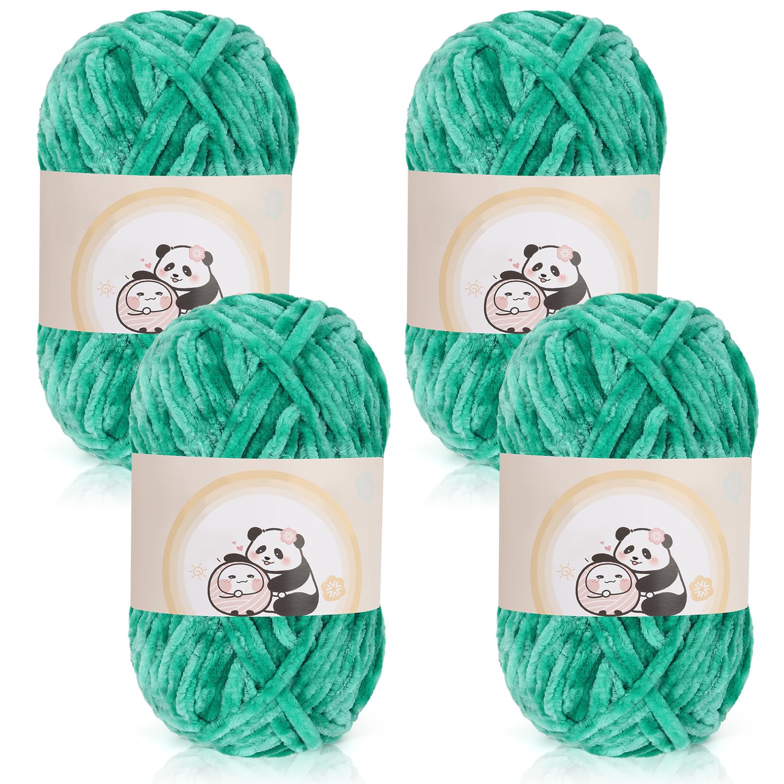 Aeelike 400g Warme Chenille Strickgarn zum Häkeln, Flauschige Dicke Wolle zum Handstricken, Samt Velvet Babywolle zum Stricken, Weich Plüschwolle für Amigurumis Babydecke, Smaragdgrün