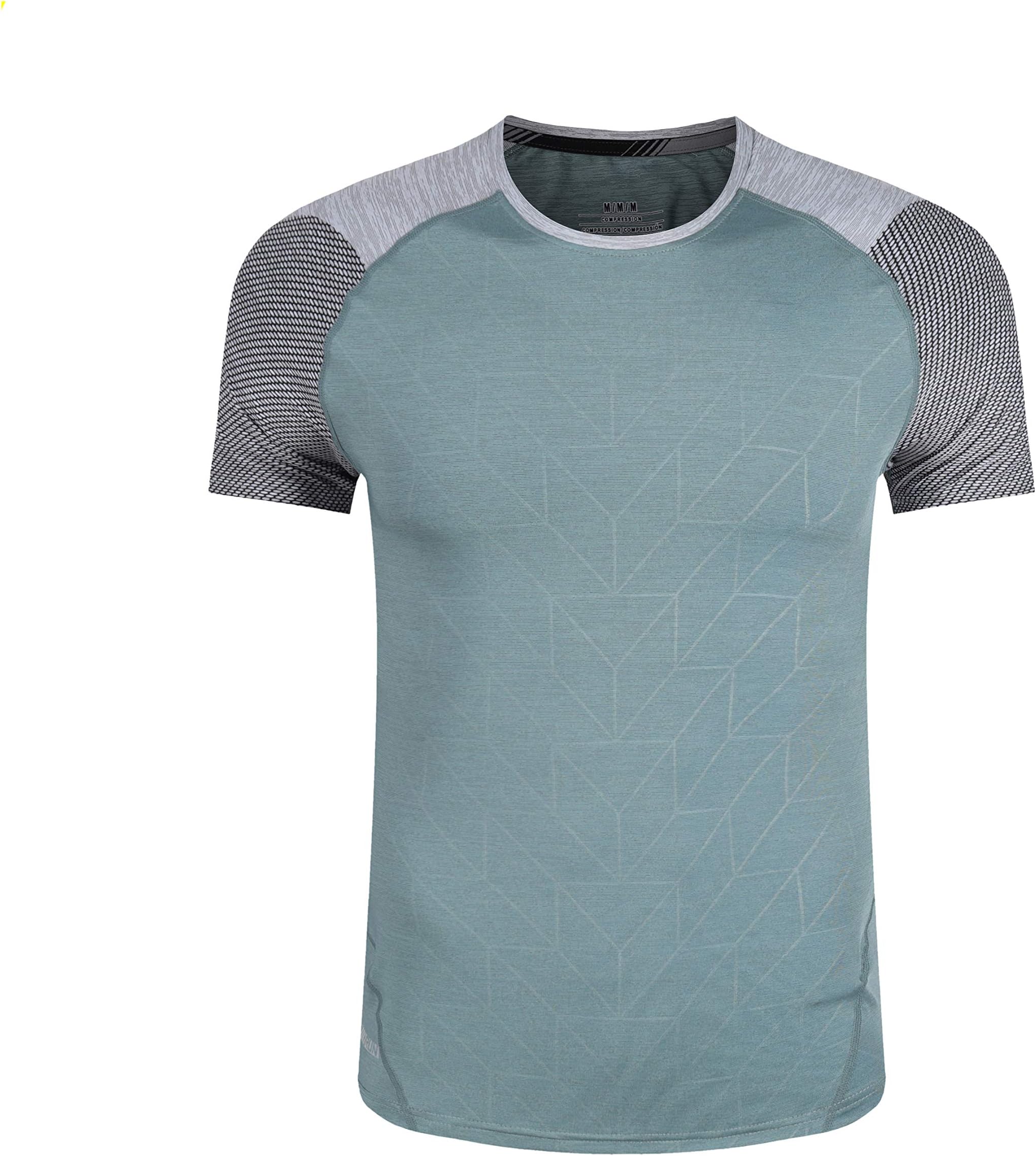 Watflow Short Sleeve Sport T-shirt Basic Compression for Men Active Quick Dry Crew Neck Athletic Running Gym Workout Lightweight Cool Dry Rashguards Tee Tops
