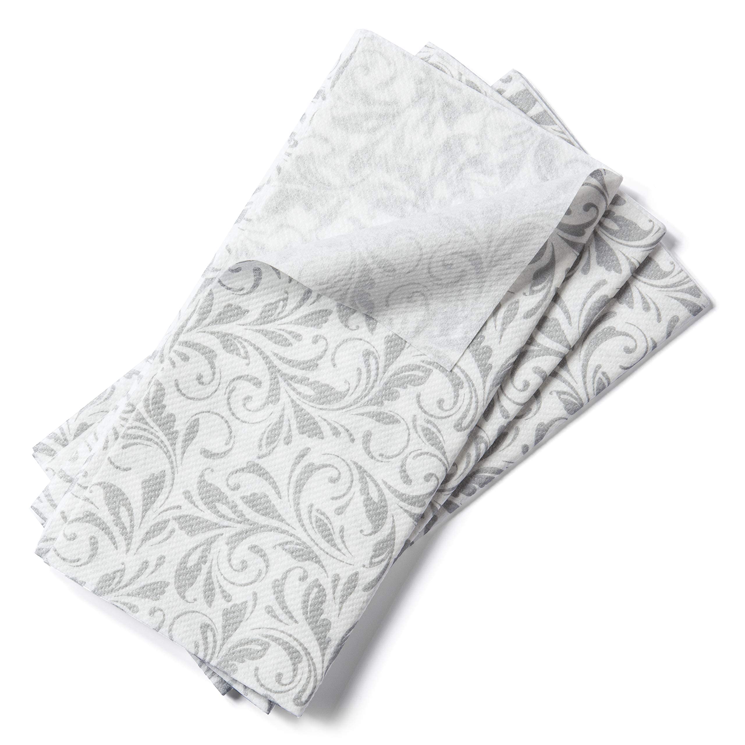 AMERICAN HOMESTEAD Paper Napkins - Silver Leaf Disposable Linen-Like Dinner Napkins - Restaurant-Quality Table Serviettes for Weddings, Parties, and