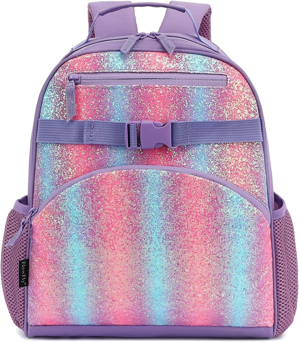 FlowFly Kids Backpack for Toddler Boys Girls, Simple Lightweight Bookbag for Daycare Kindergarten Elementary School Travel, Small Modern Bag (Large), Football