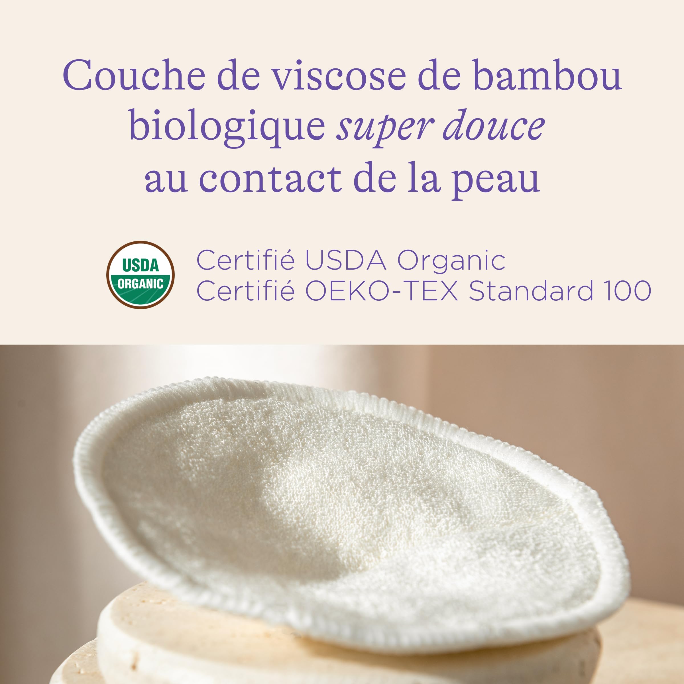 Lansinoh - Coussinets d’Allaitement Lavables x4 - Bambou Doux & Respirant - Absorption Microfibre + Barrière Imperméable - Confort Anti-Fuites - Réutilisables, Éco-responsables - Jour & Nuit