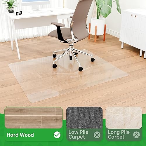 Miniatura 21 de Tapete para silla de oficina para suelos de madera dura, tapete para silla de computadora de fácil deslizamiento, protector de suelo transparente